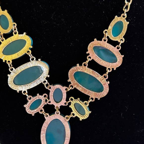 Elegant Turquoise bib Statement Necklace y2k - Picture 3 of 5